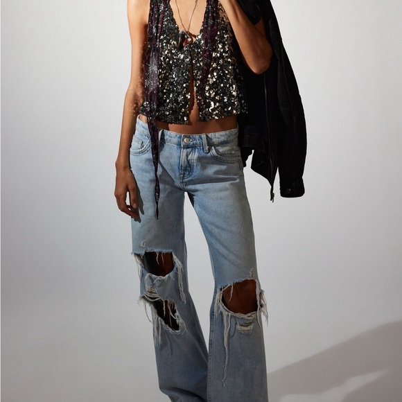 We The free Tennessee Low-Rise Boyfriend Style - Distressed Light Blue - Picture 2 of 5